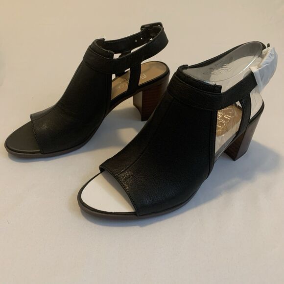 Franco Sarto Harlet Sandal Booties Peep Toe Heels Leather Black NIB - Size 6.5 - Picture 3 of 10